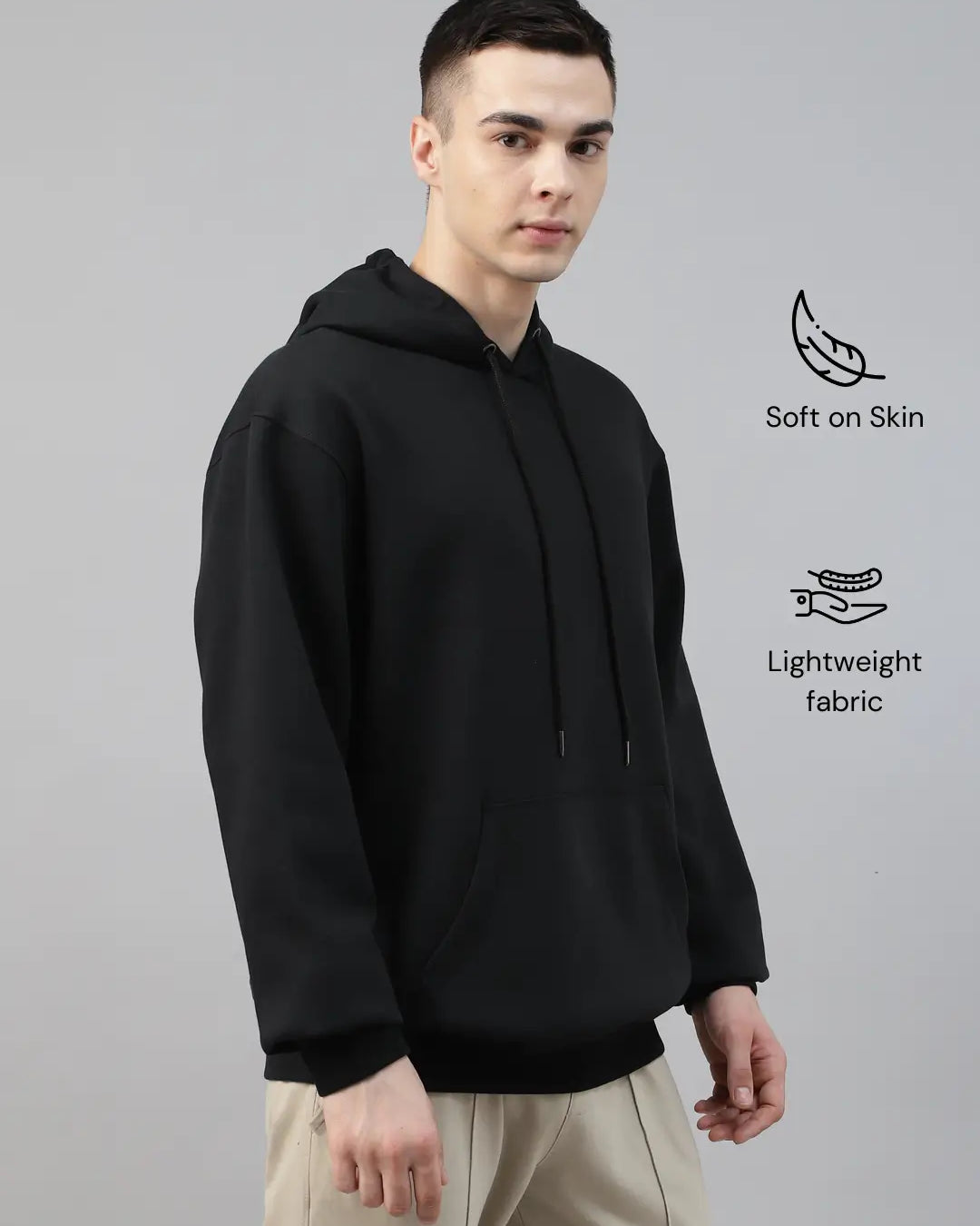 Man wearing a black classic hoodie