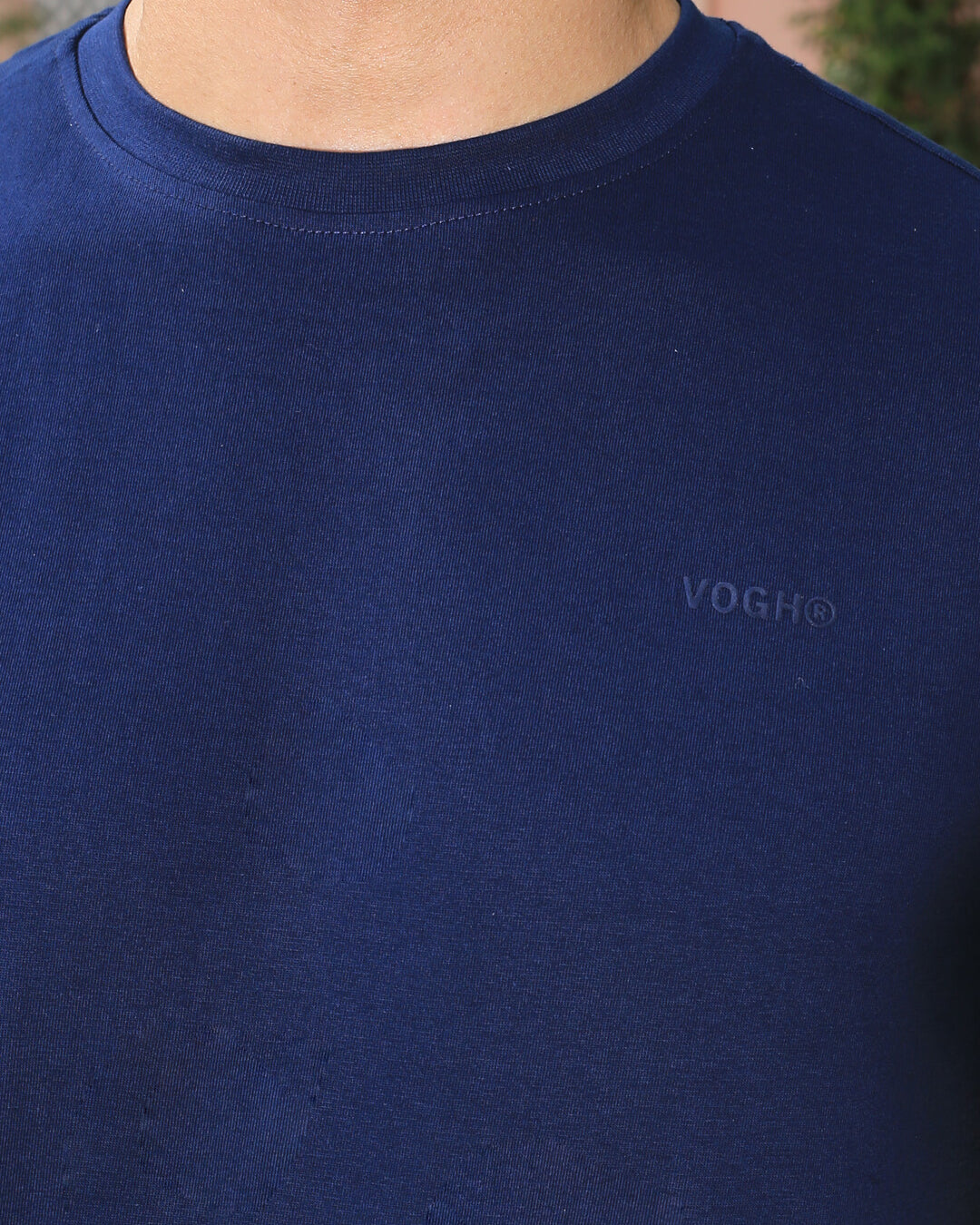 Men Blue Crew Neck Short Sleeve 100% Cotton T-shirt