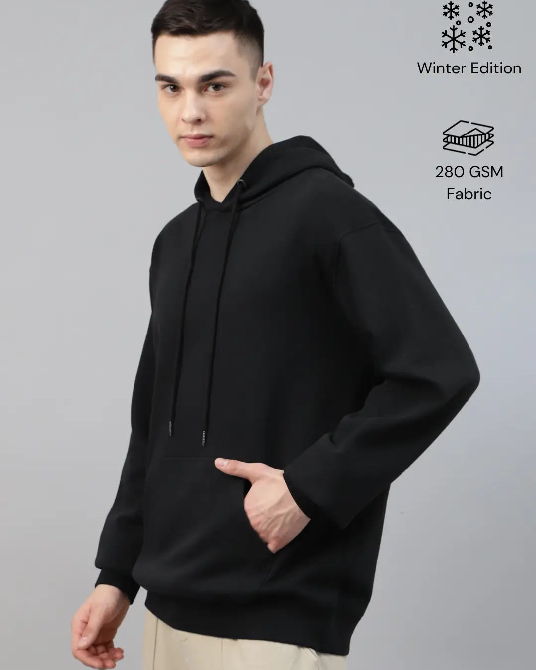 Man wearing a black hoodie
