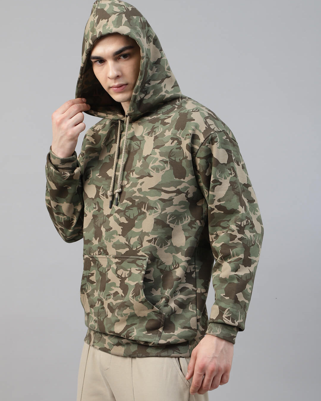 Men's army printed hoodie for winter session