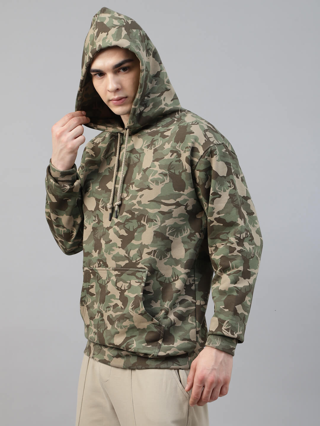 Men's army printed hoodie for winter session