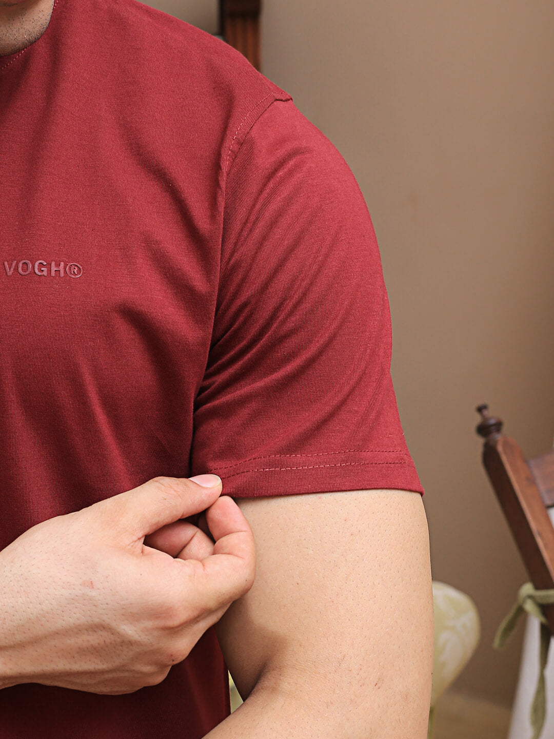 Men red Crew Neck Cotton T-shirt
