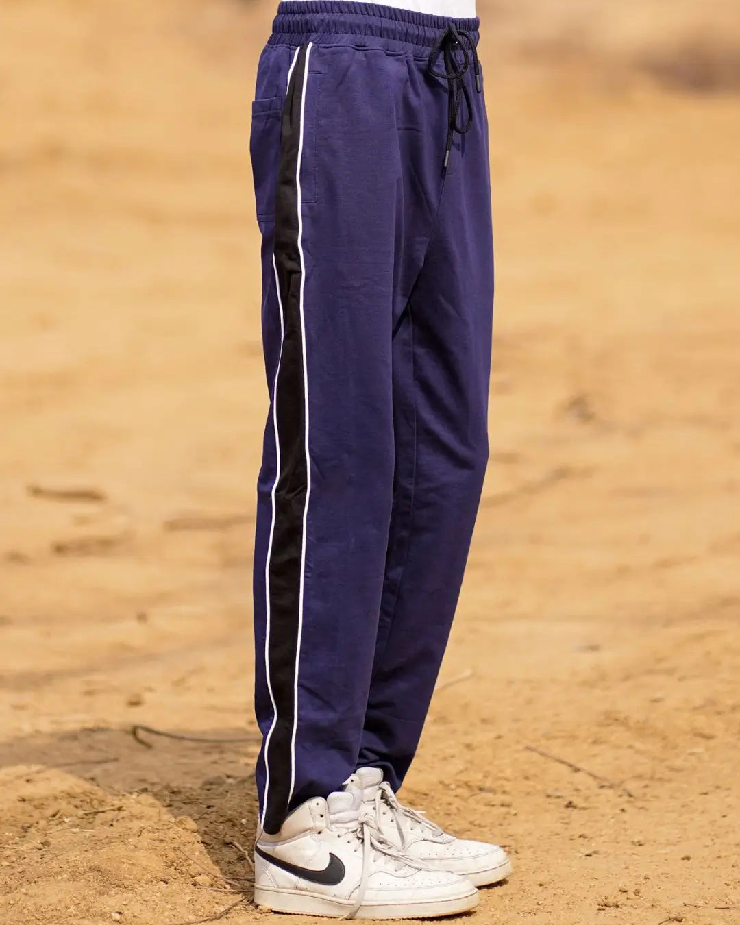 navy cotton track pant for men