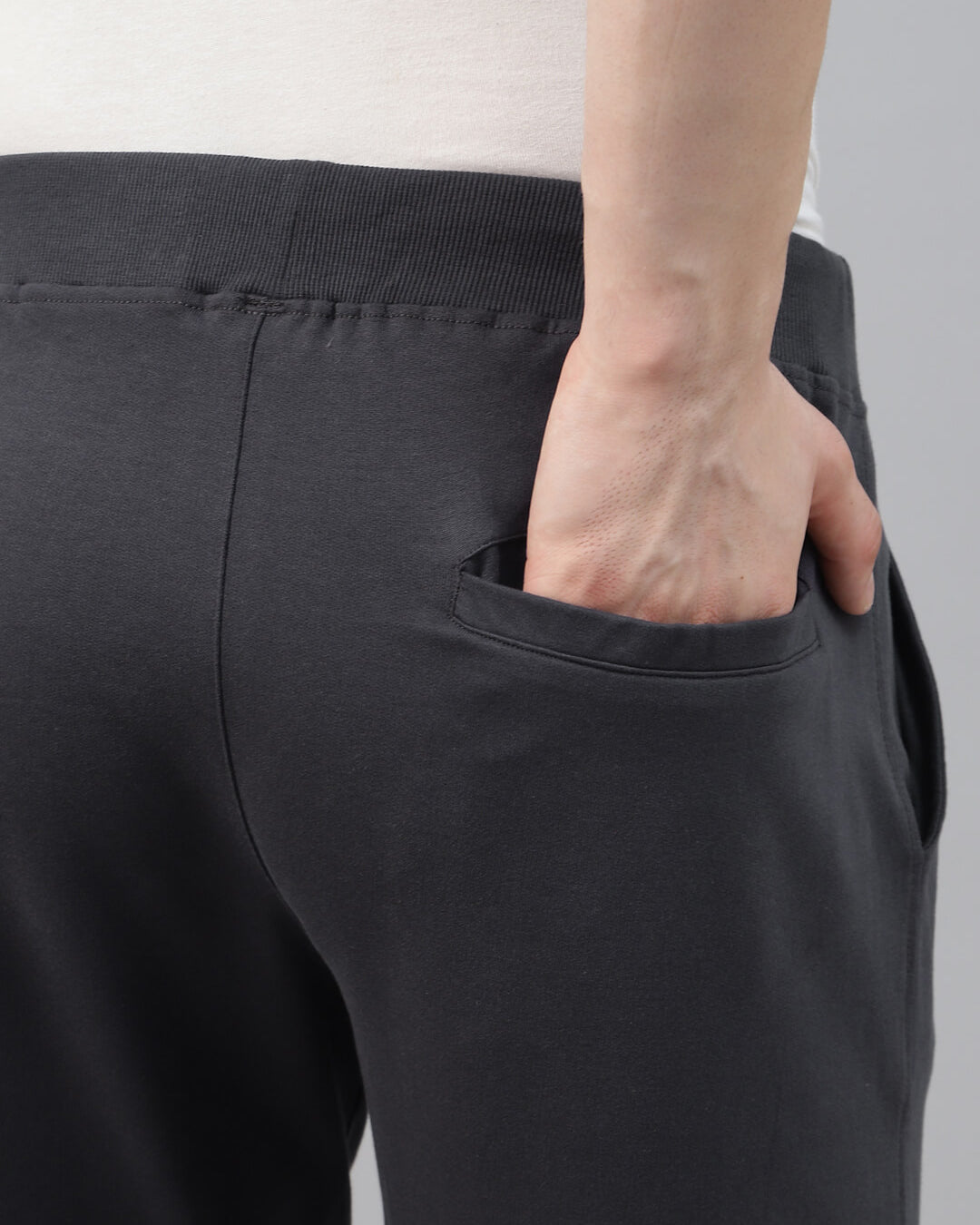 men's grey cargo jogger, showing back pocket