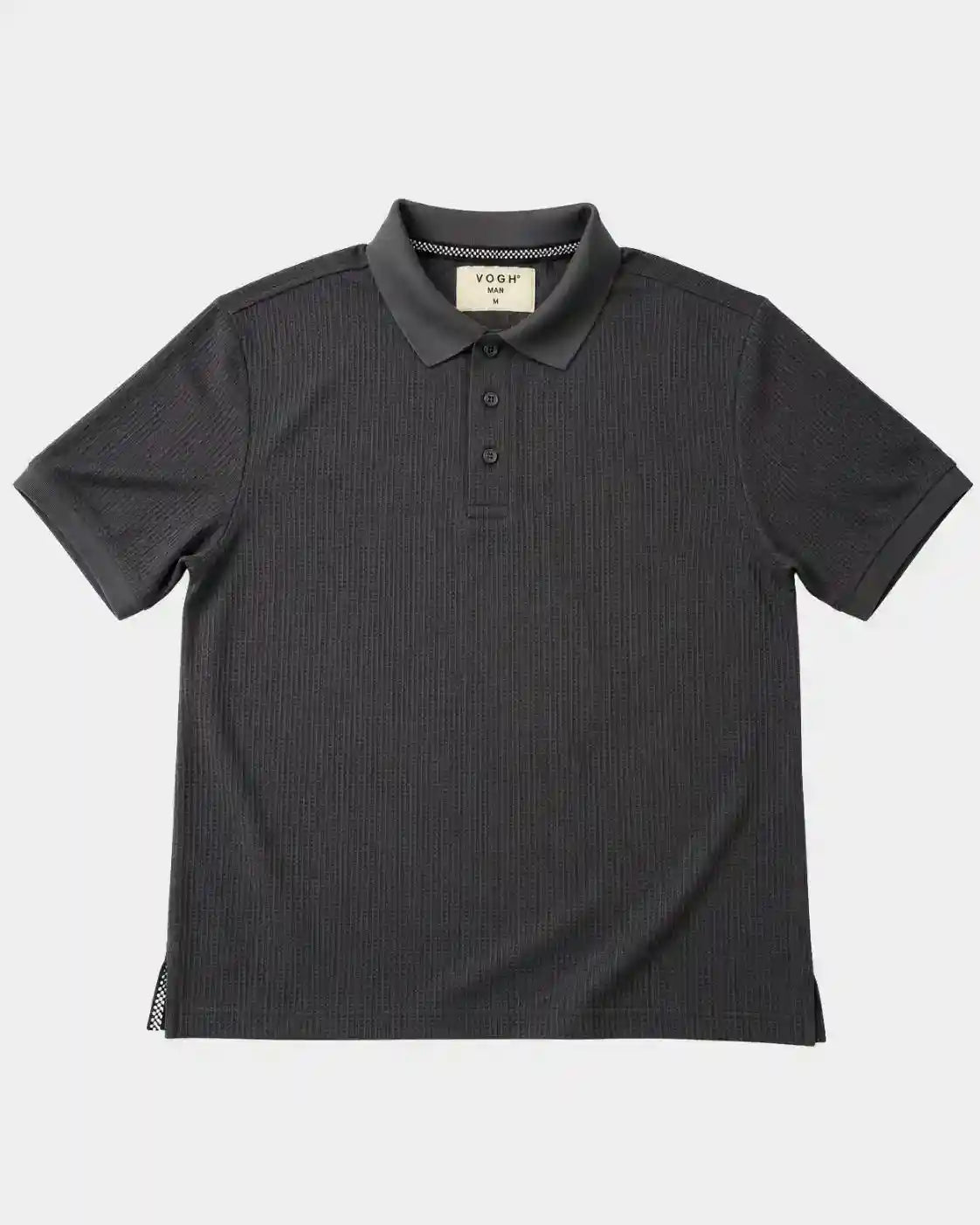 gray textured short-sleeve polo tshirt mens