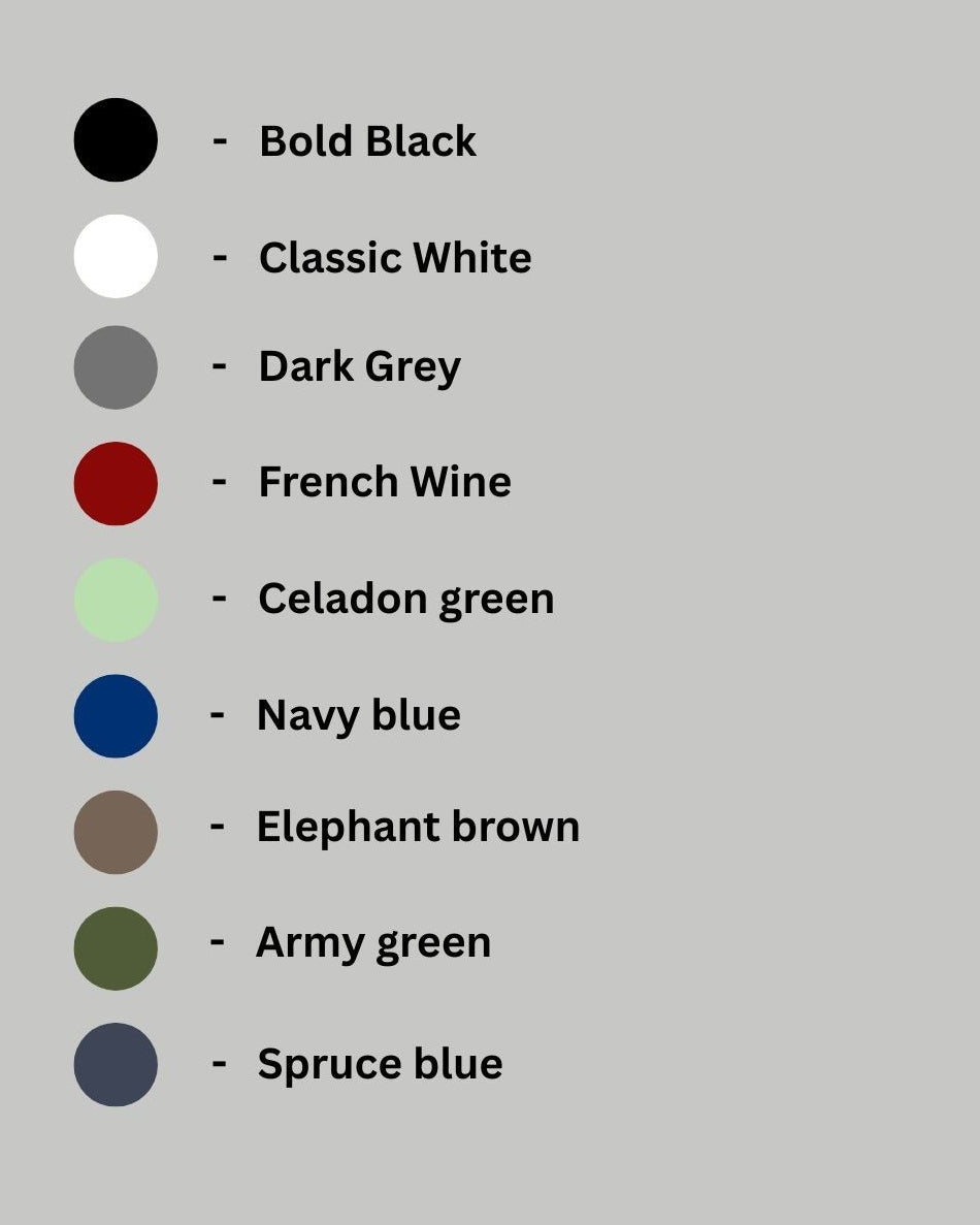 Color swatches with labels on a gray background