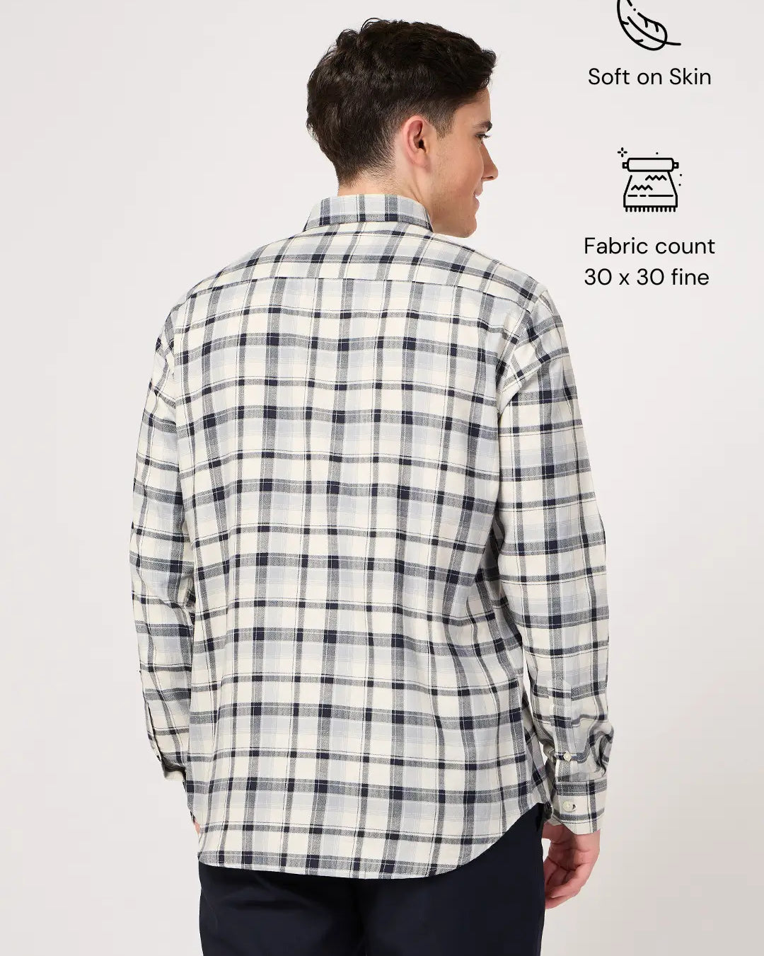 men's cotton black white check shirt