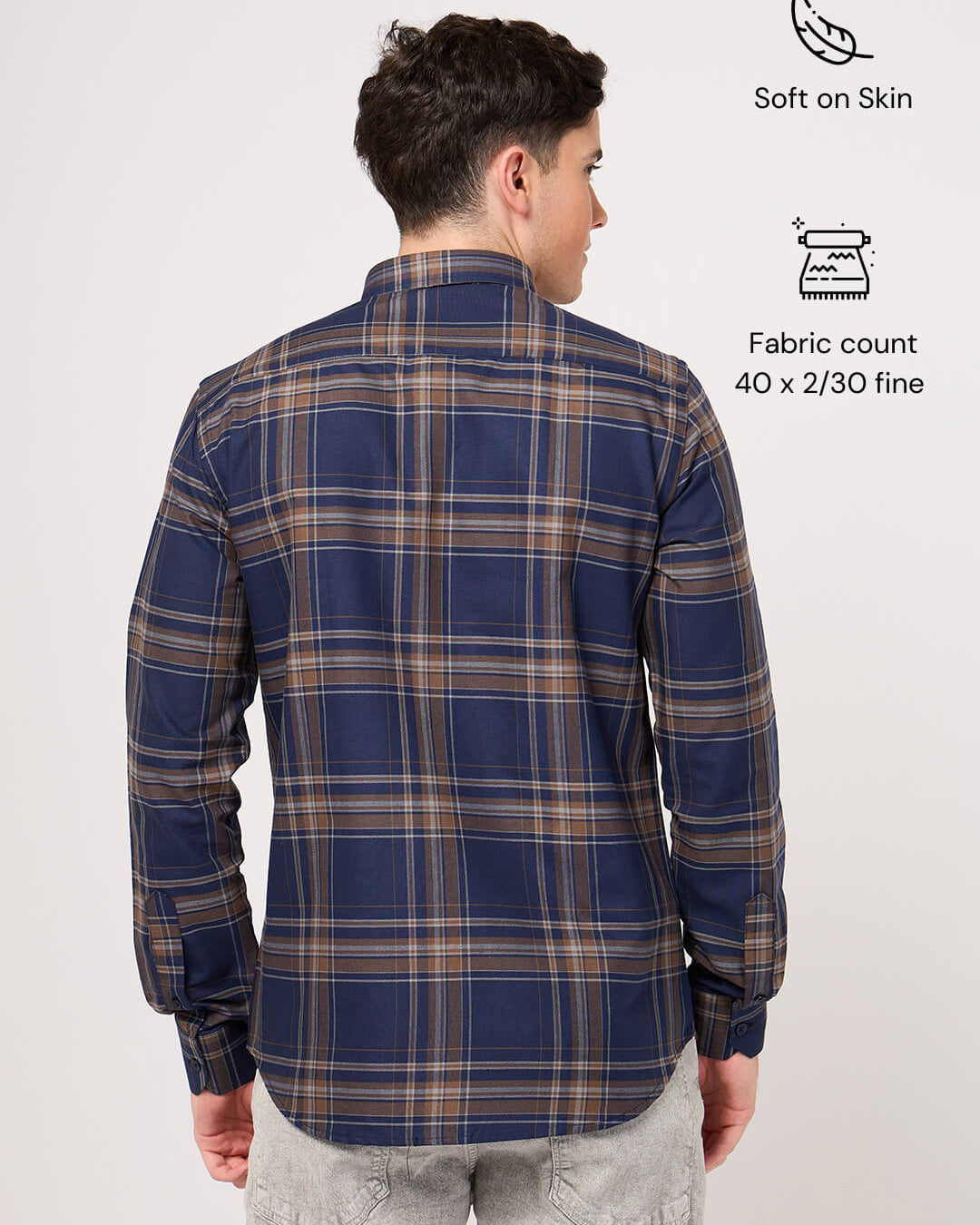 blue check shirt for men