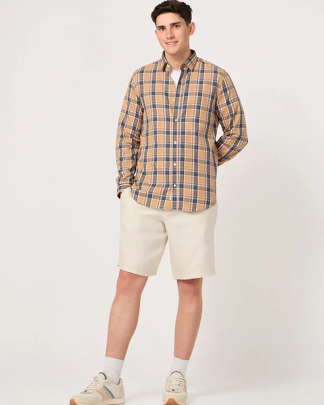 stylish cotton orange check shirt