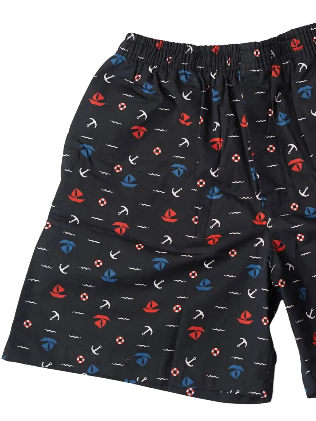 black shorts with colorful sailboat and anchor pattern