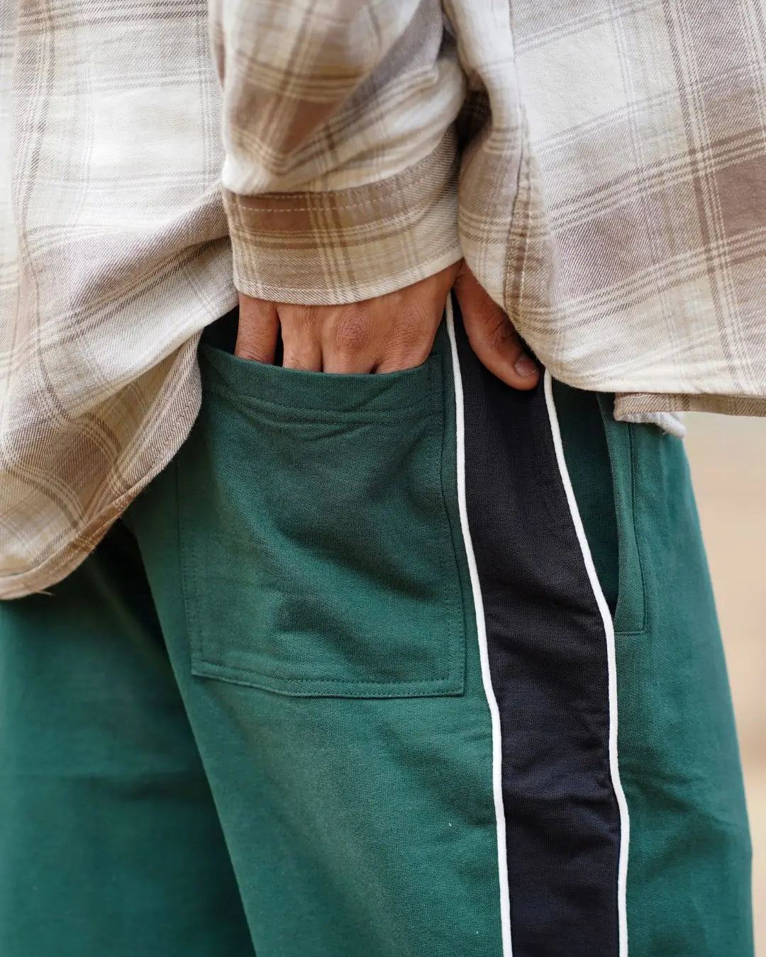 green and balck cotton jogger rack pant for men