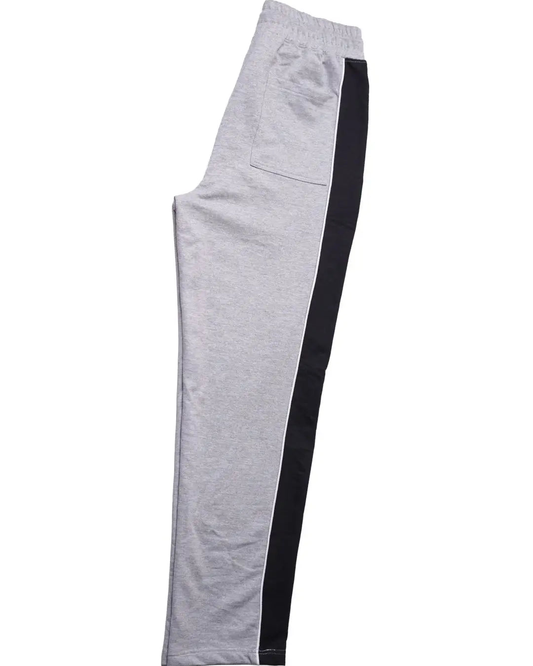 Gray cotton sweatpants with a black stripe