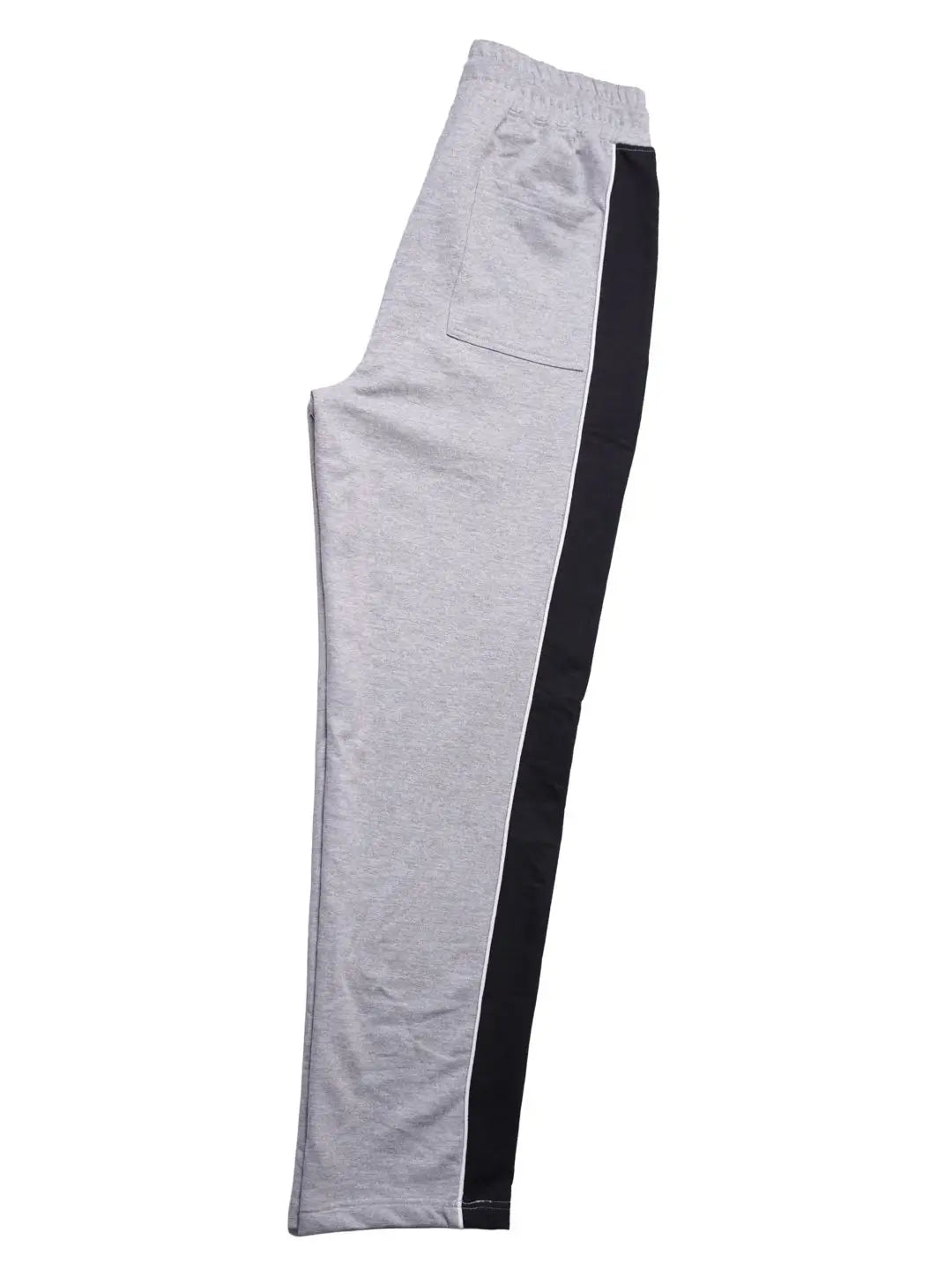 Gray cotton sweatpants with a black stripe