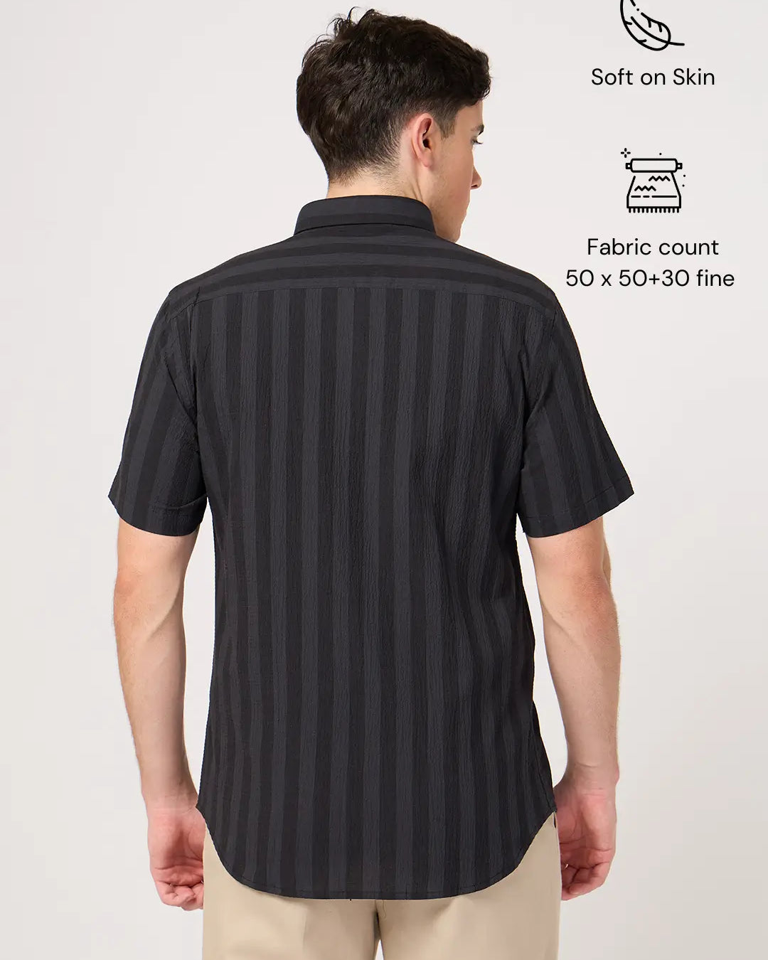 grey striped half sleeve shirt