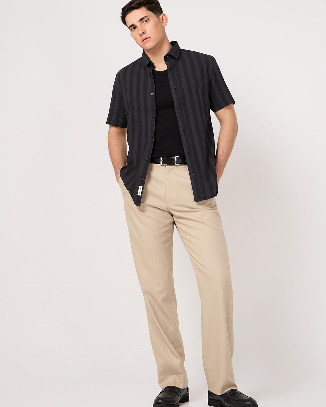 striped half sleeve shirt for men