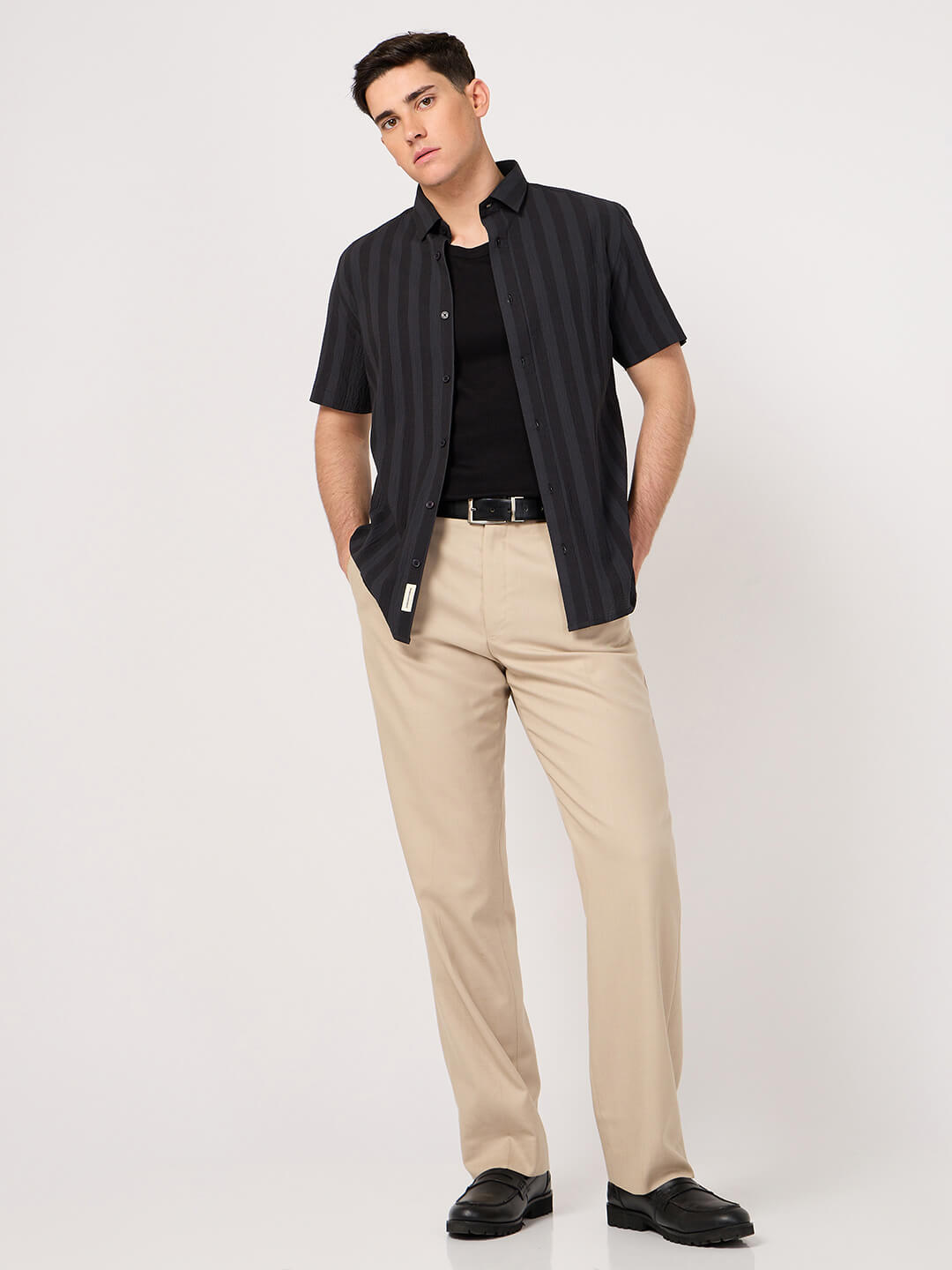 striped half sleeve shirt for men