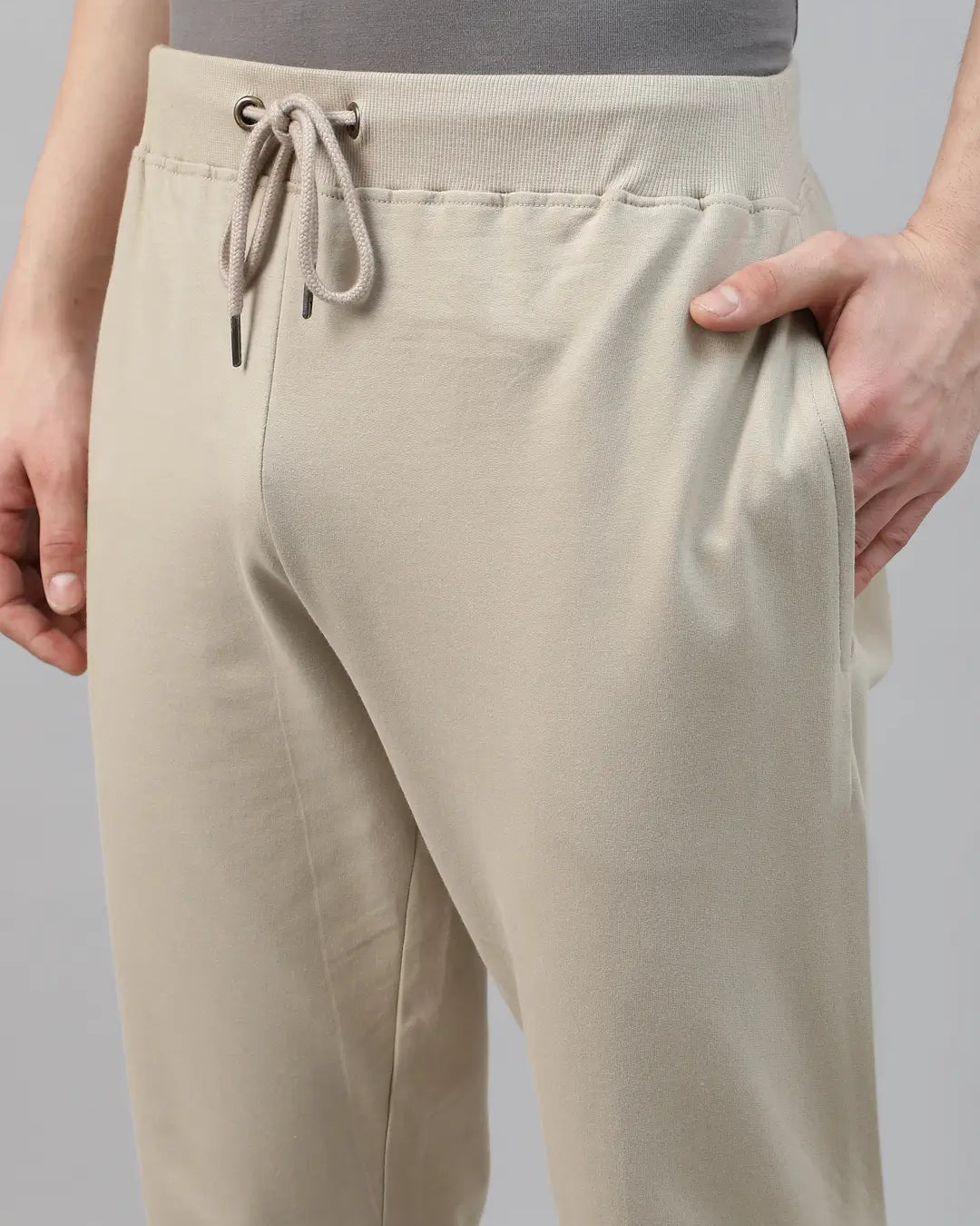 Beige regular jogger for men with a drawstring