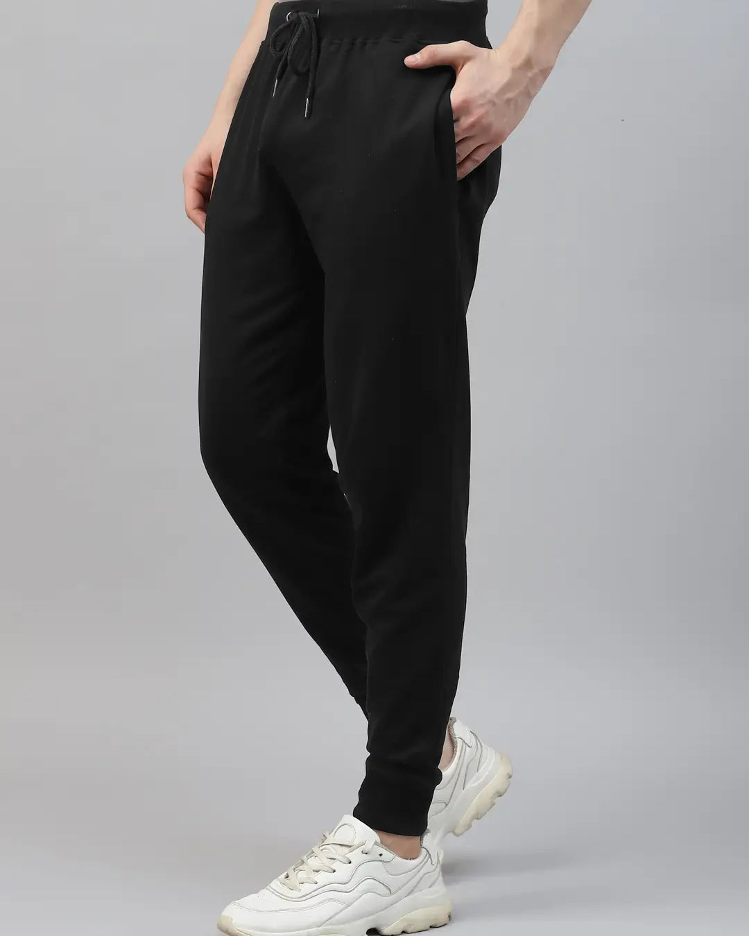 Person wearing black cotton jogger pant