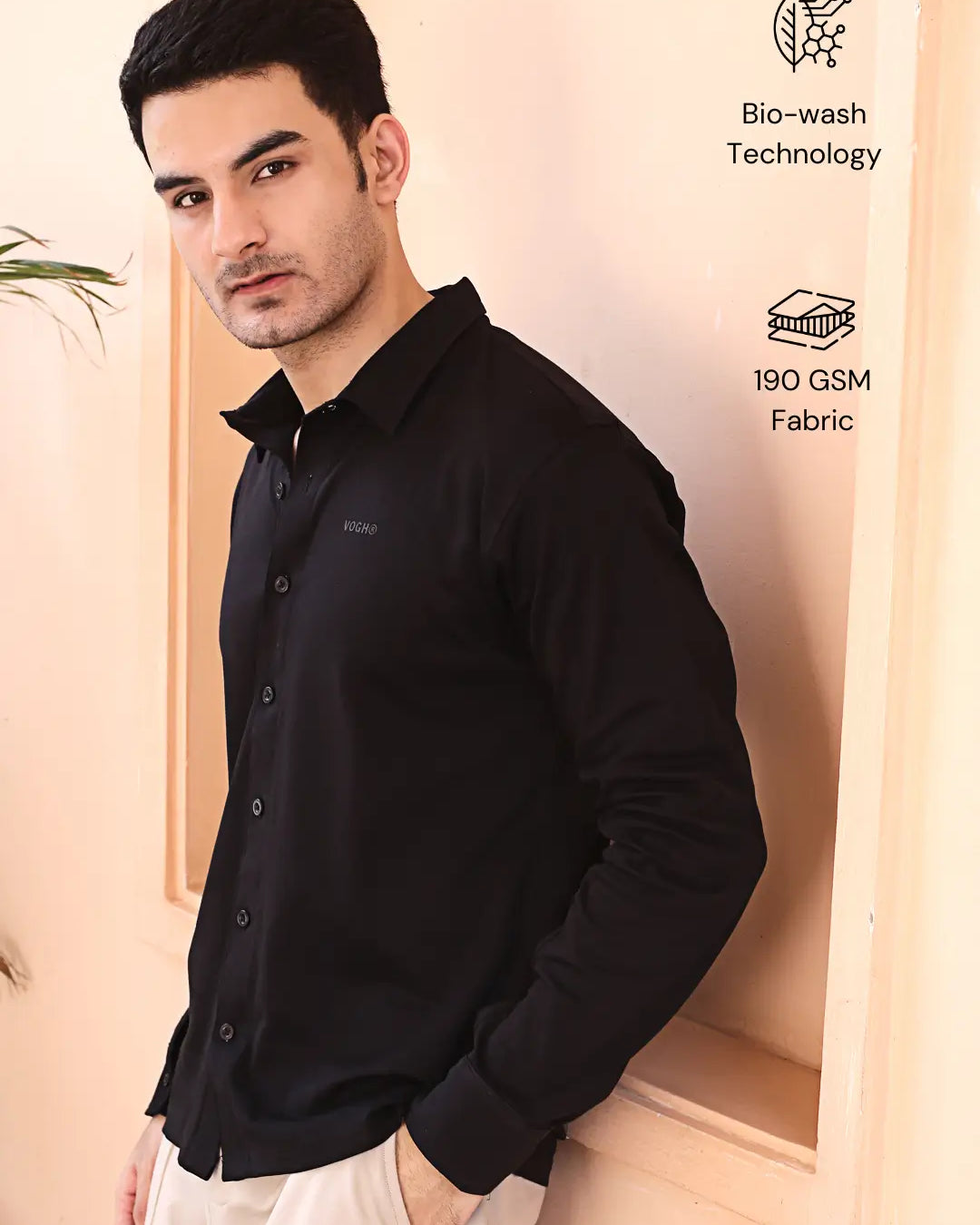 black knit shirt for men