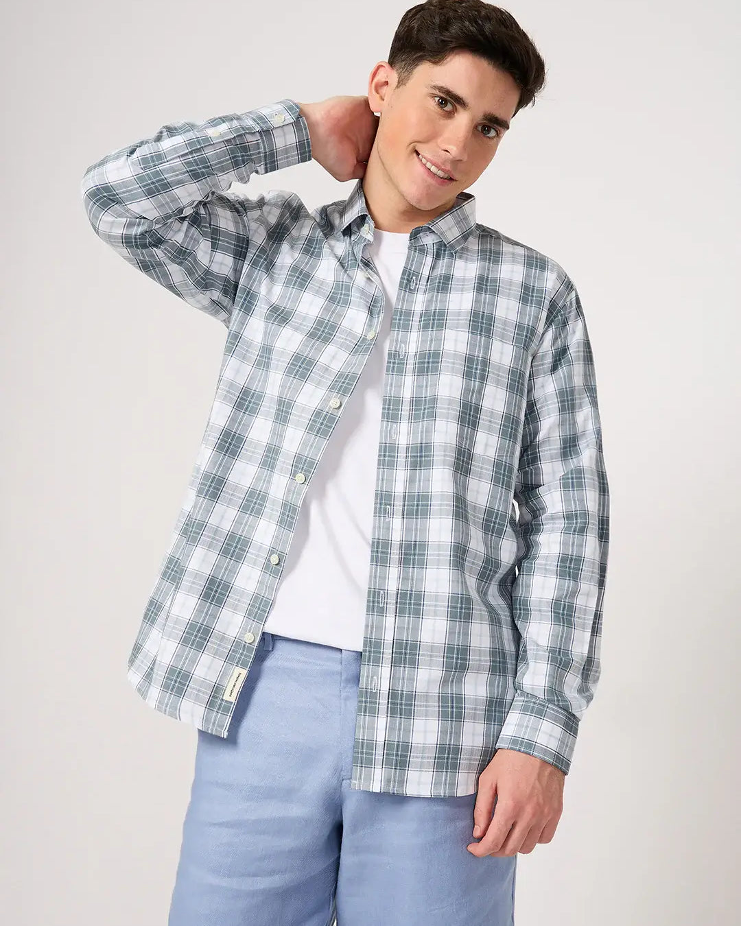 cotton grey check shirt