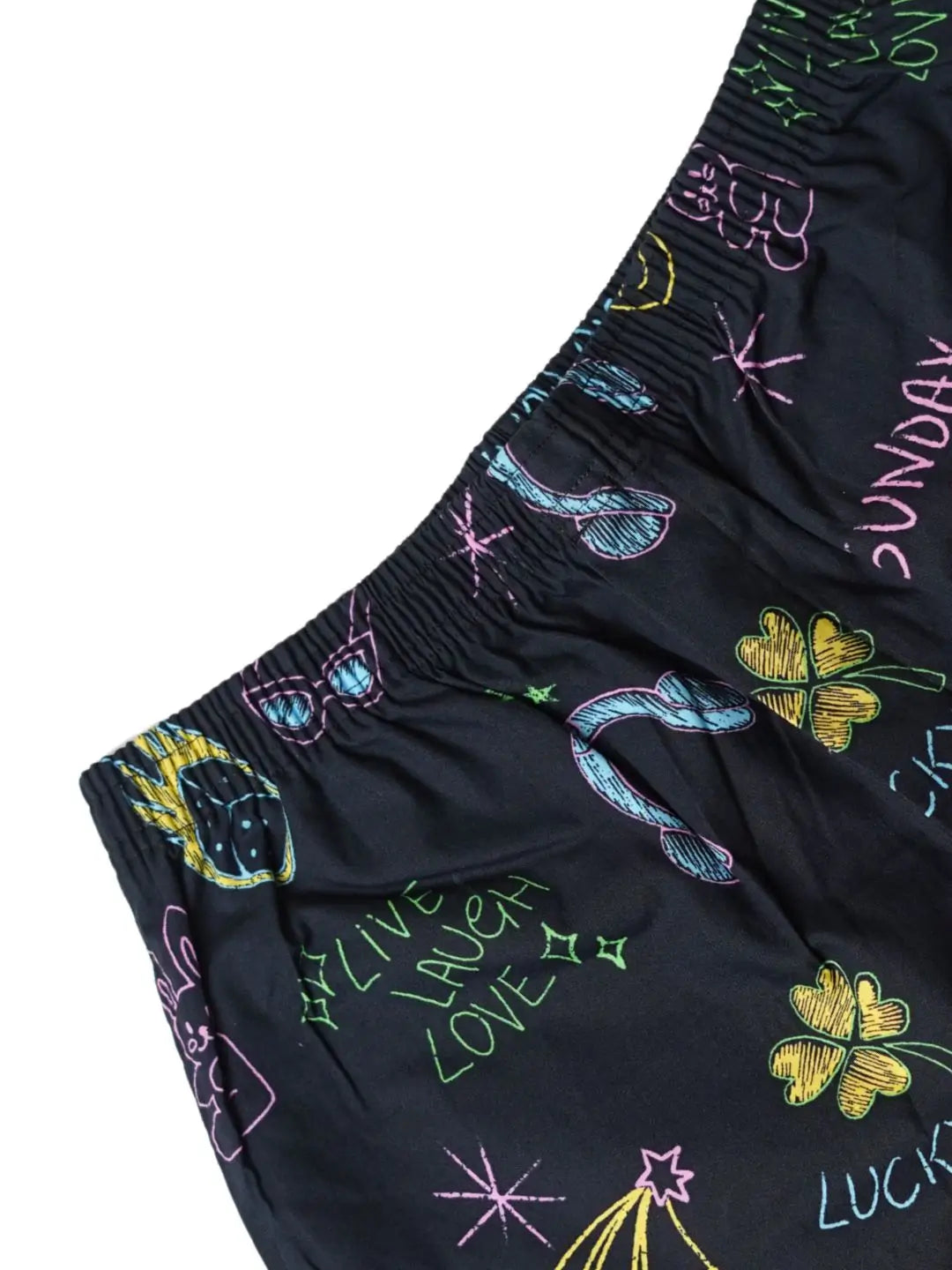 boxer shorts with colorful printed background