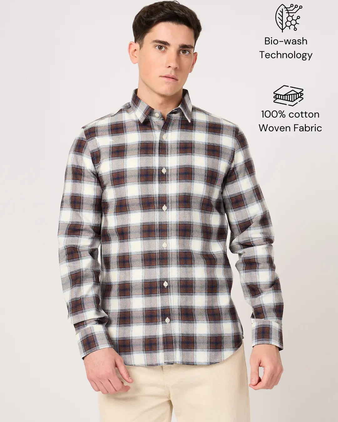 men's oxford cotton bold maroon check shirt