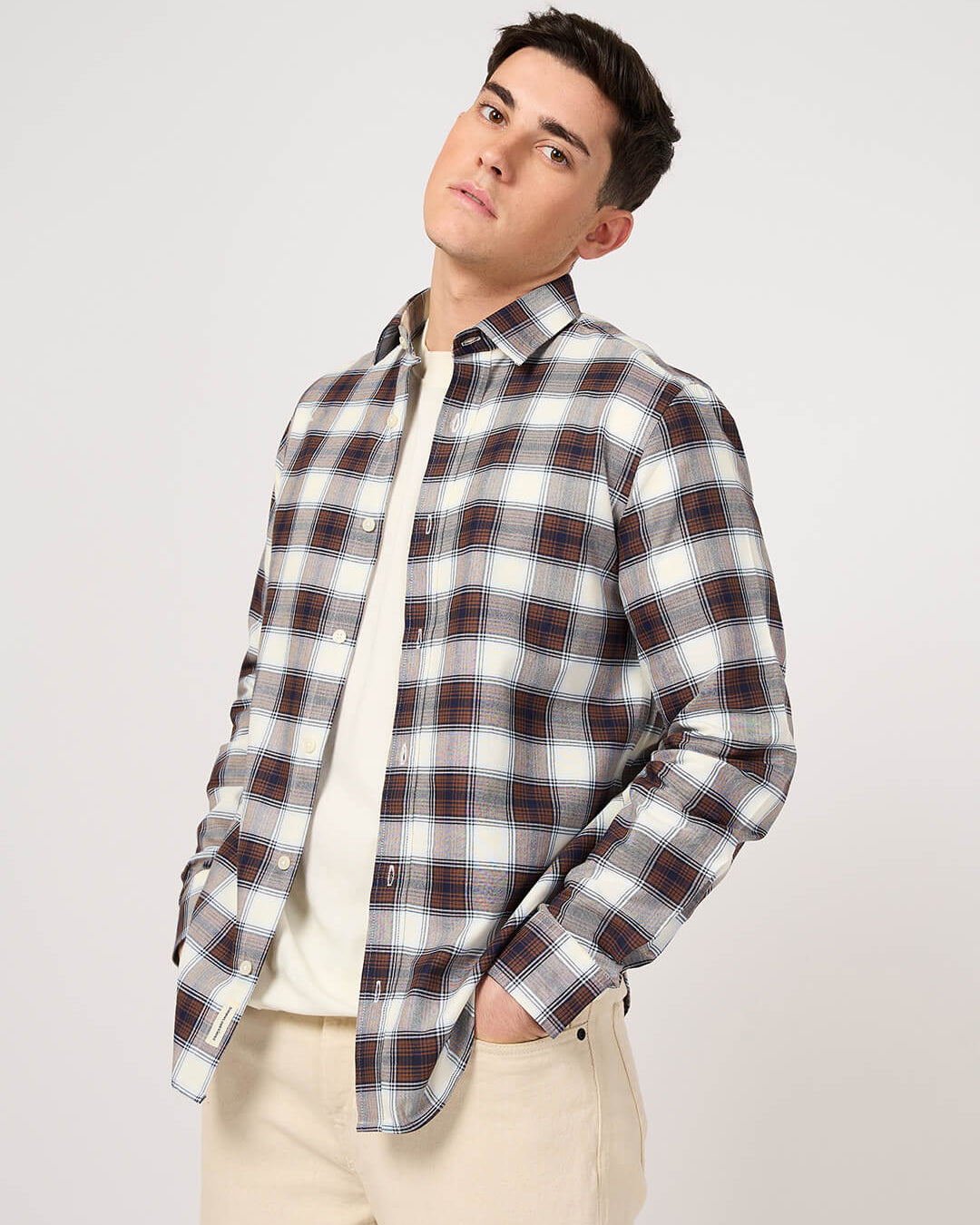 stylish oxford cotton bold maroon check shirt for men