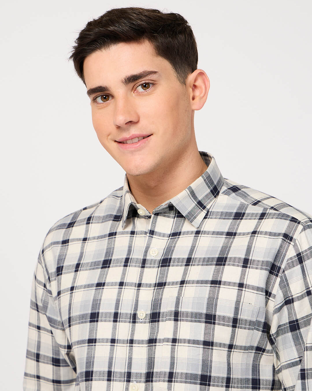 cotton black white check shirt