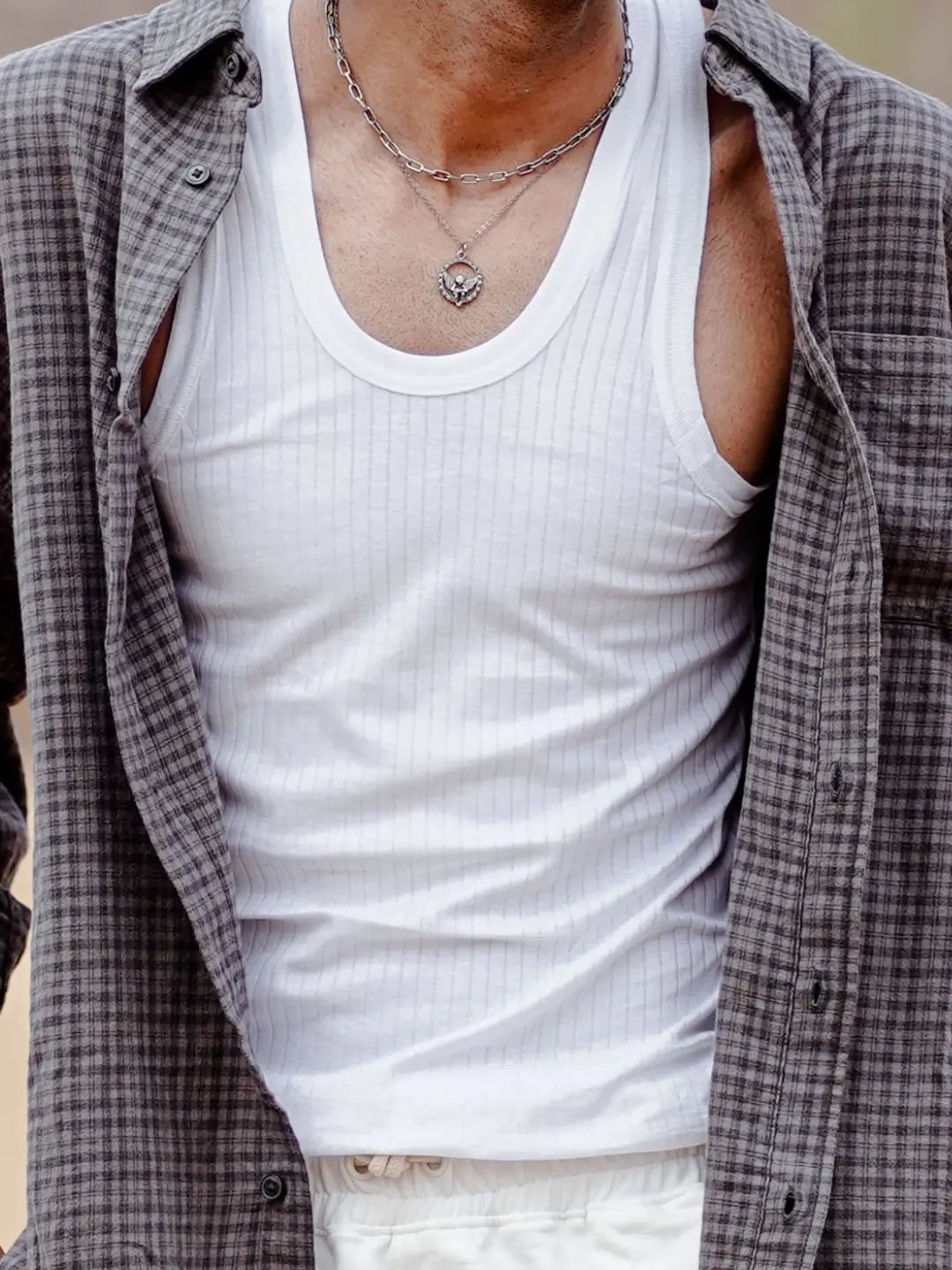 mens white tank top inner vest