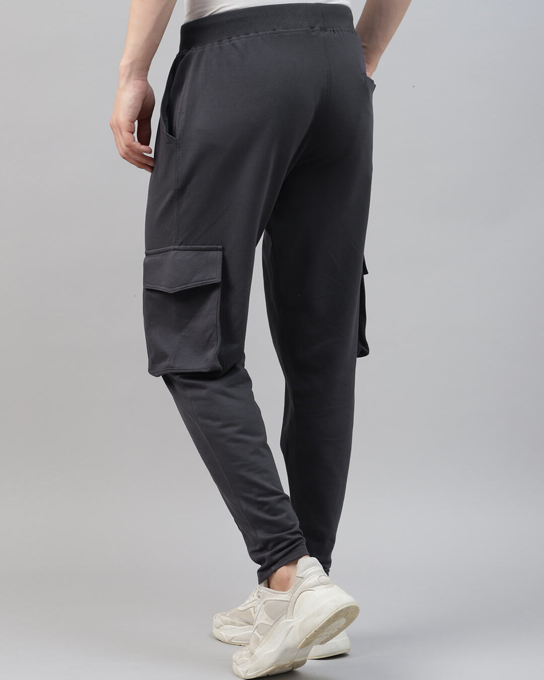mens grey cargo pant back side photo