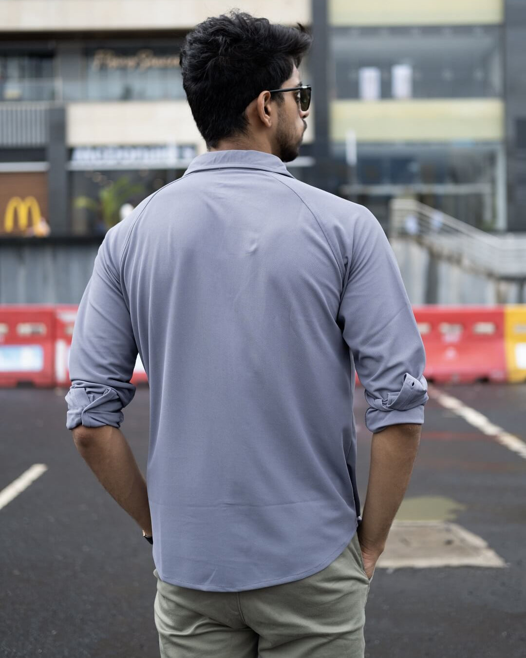 solid grey color shirt for men with raglan sleeve