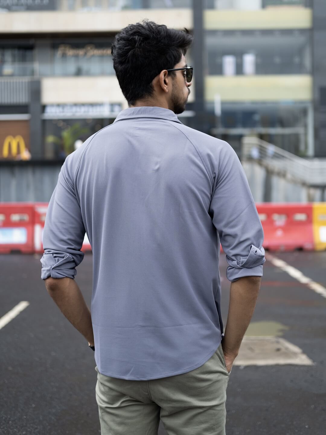 solid grey color shirt for men with raglan sleeve