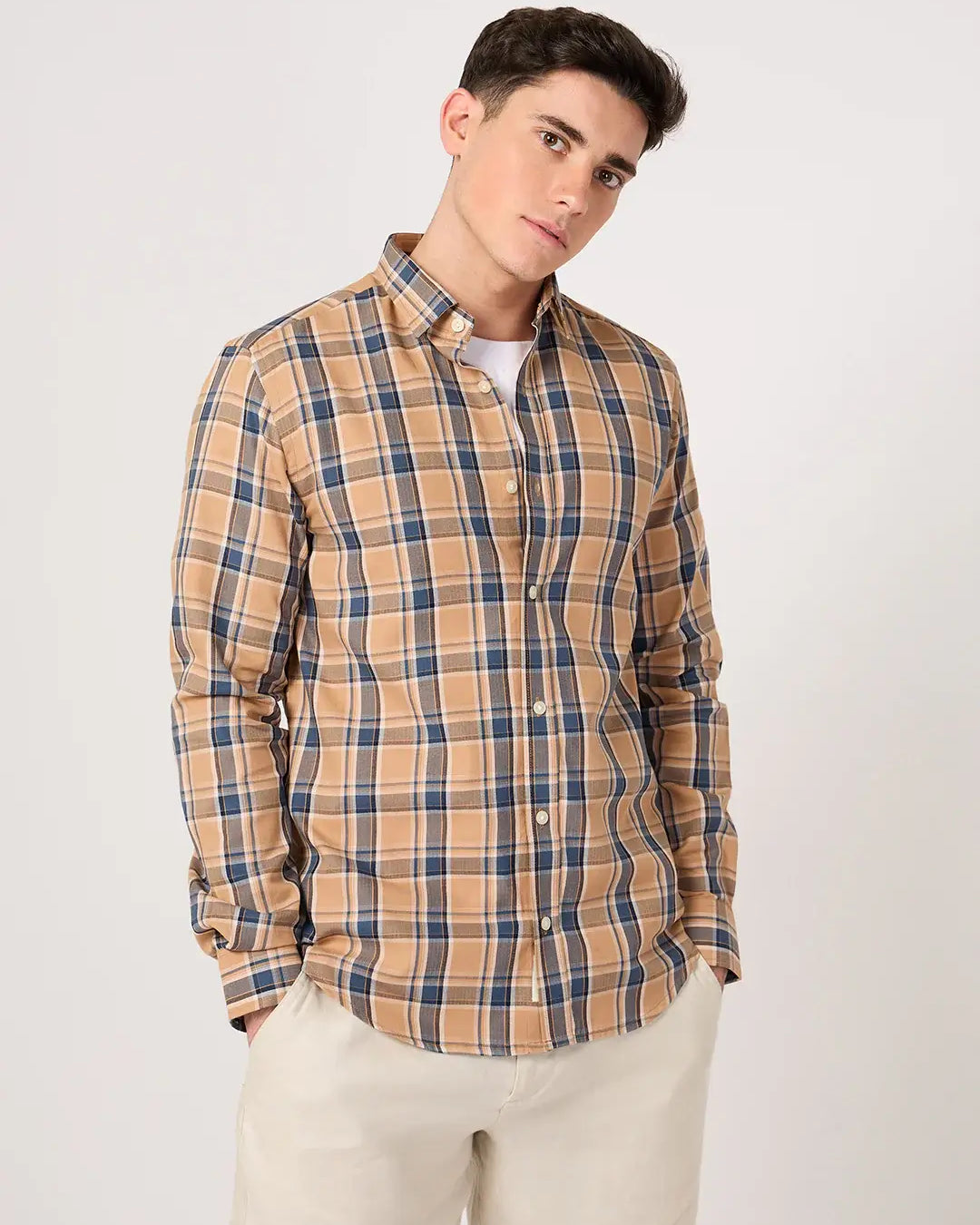 cotton orange checked shirt