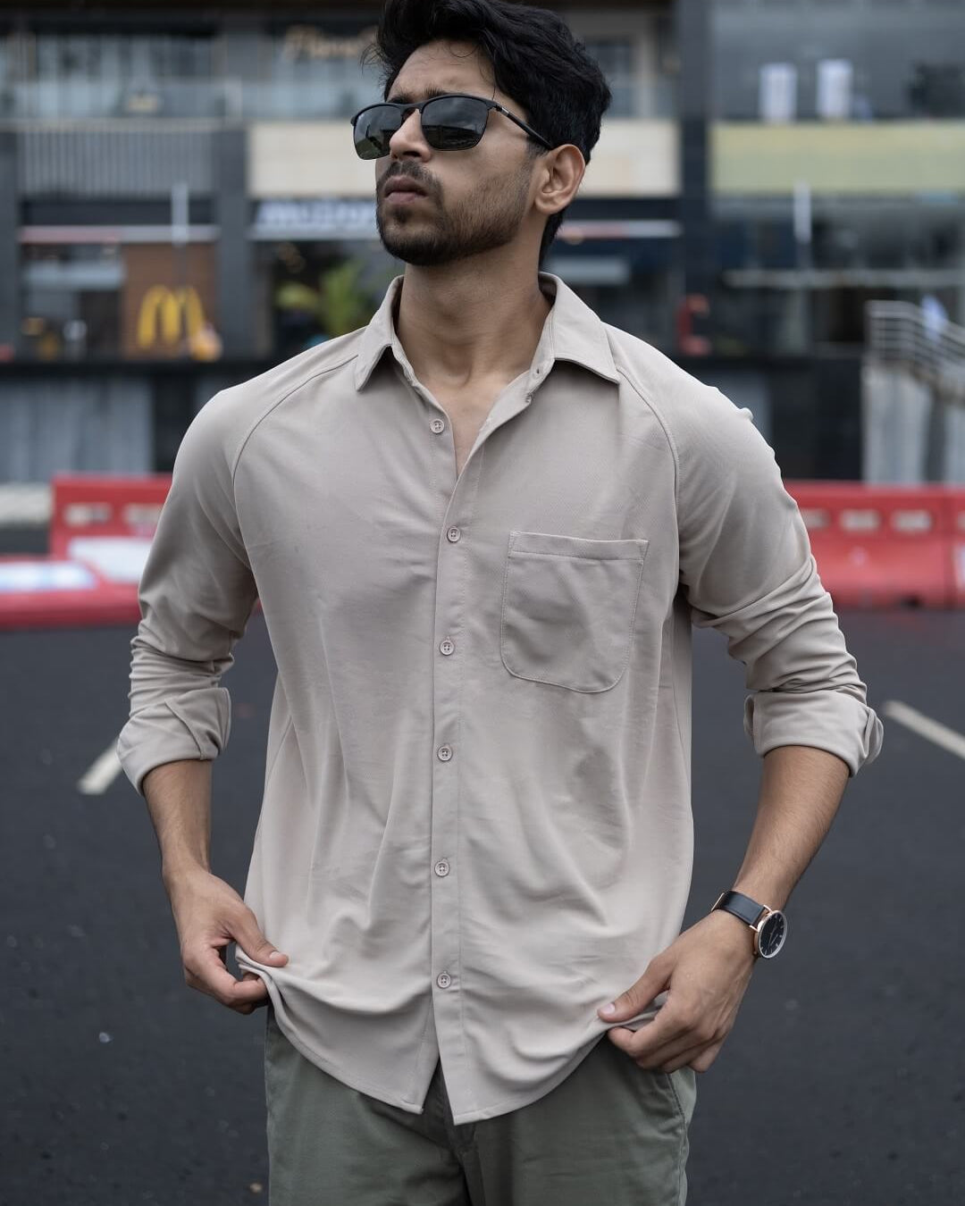 pebbel grey plain shirt for men