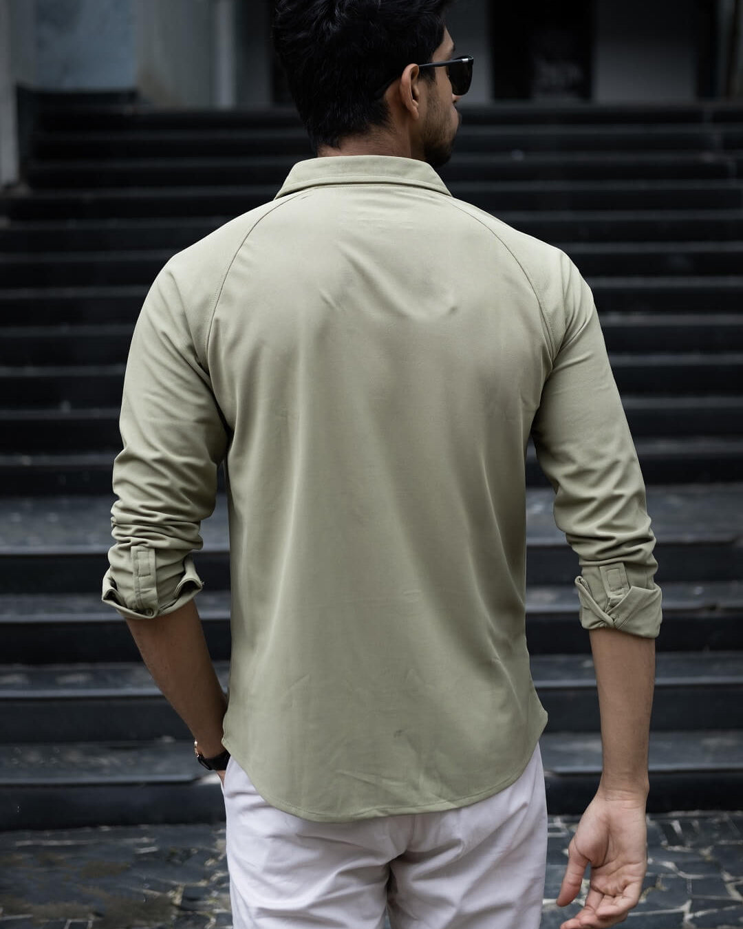 grey beige plain shirt for men with raglan sleeve