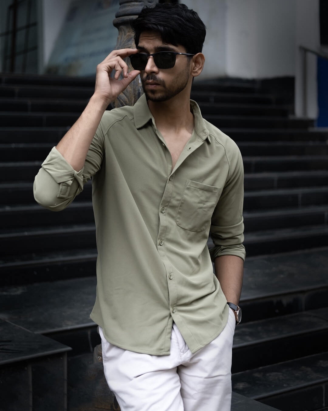 grey beige plain shirt for men