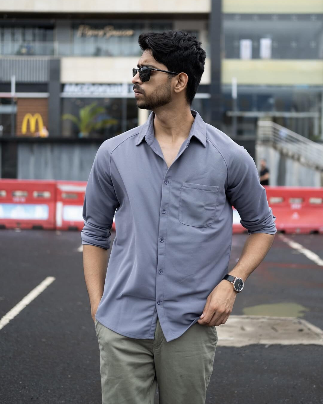 plain gray colour shirt for men