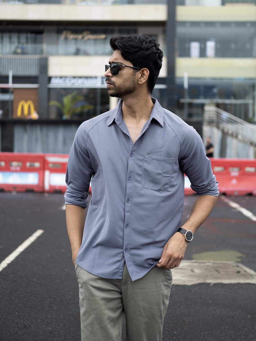plain gray colour shirt for men