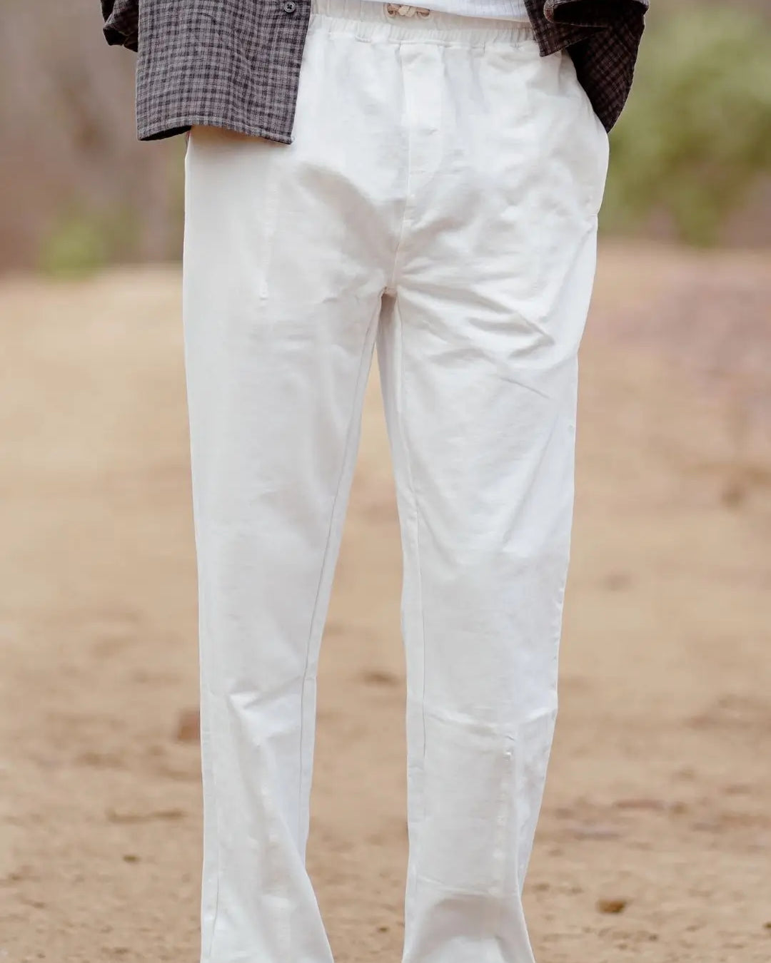 plain off white track pant for men
