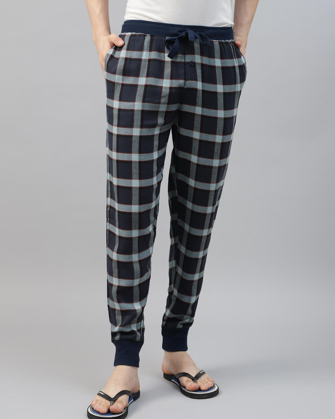 black and white checkered jogger pant for men, loungewear