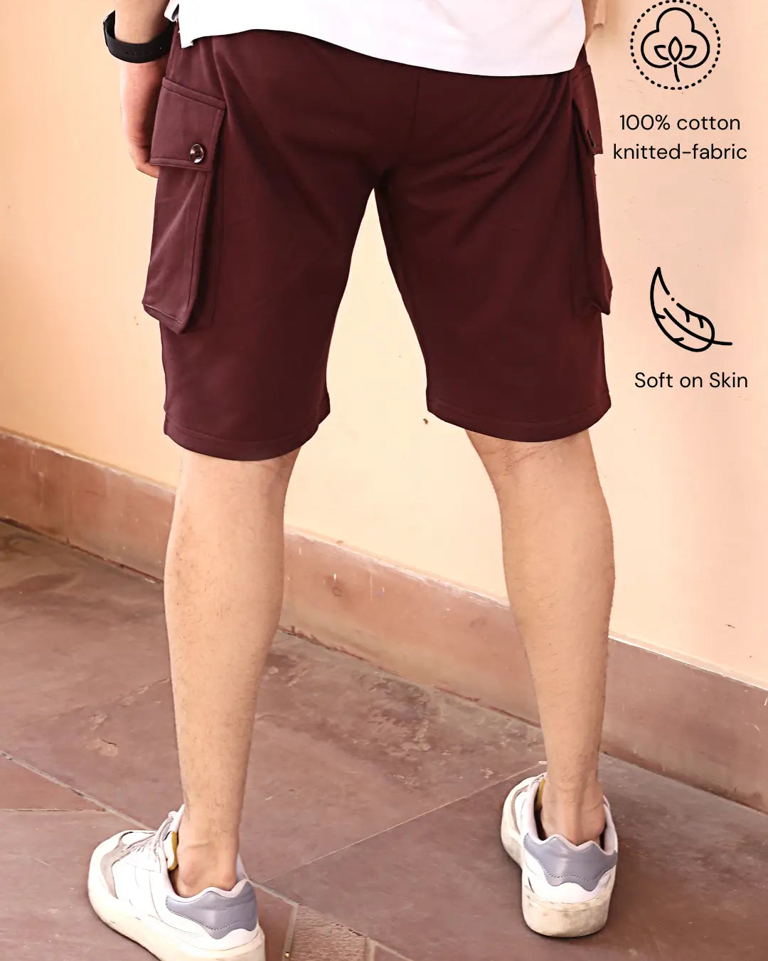 maroon cotton shorts for men