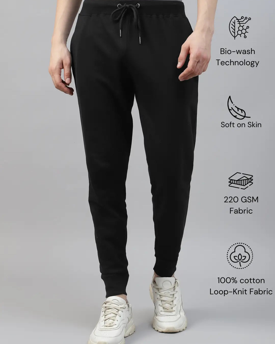 black cotton jogger pants for men
