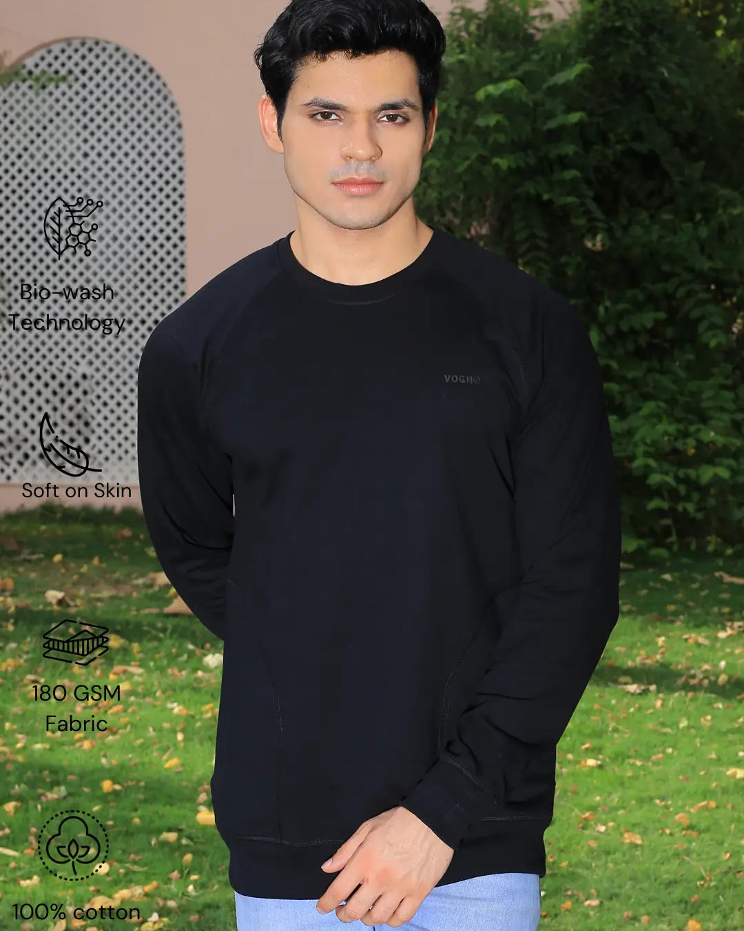Man wearing a black sweatshirt