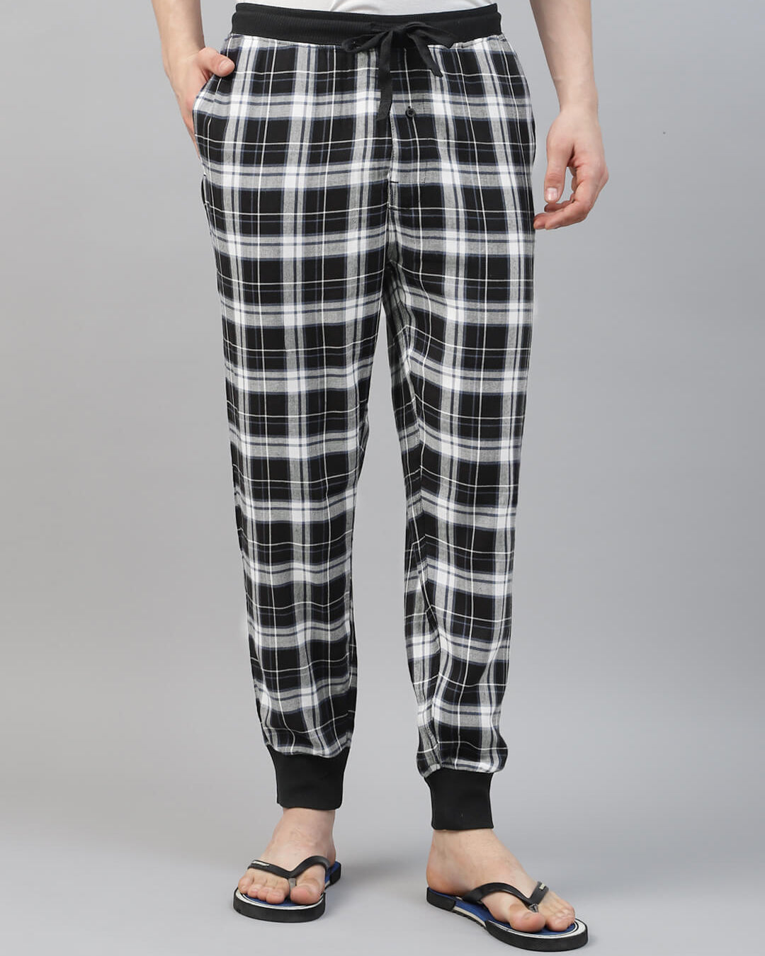 black and white plaid pajama pant, loungewear jogger