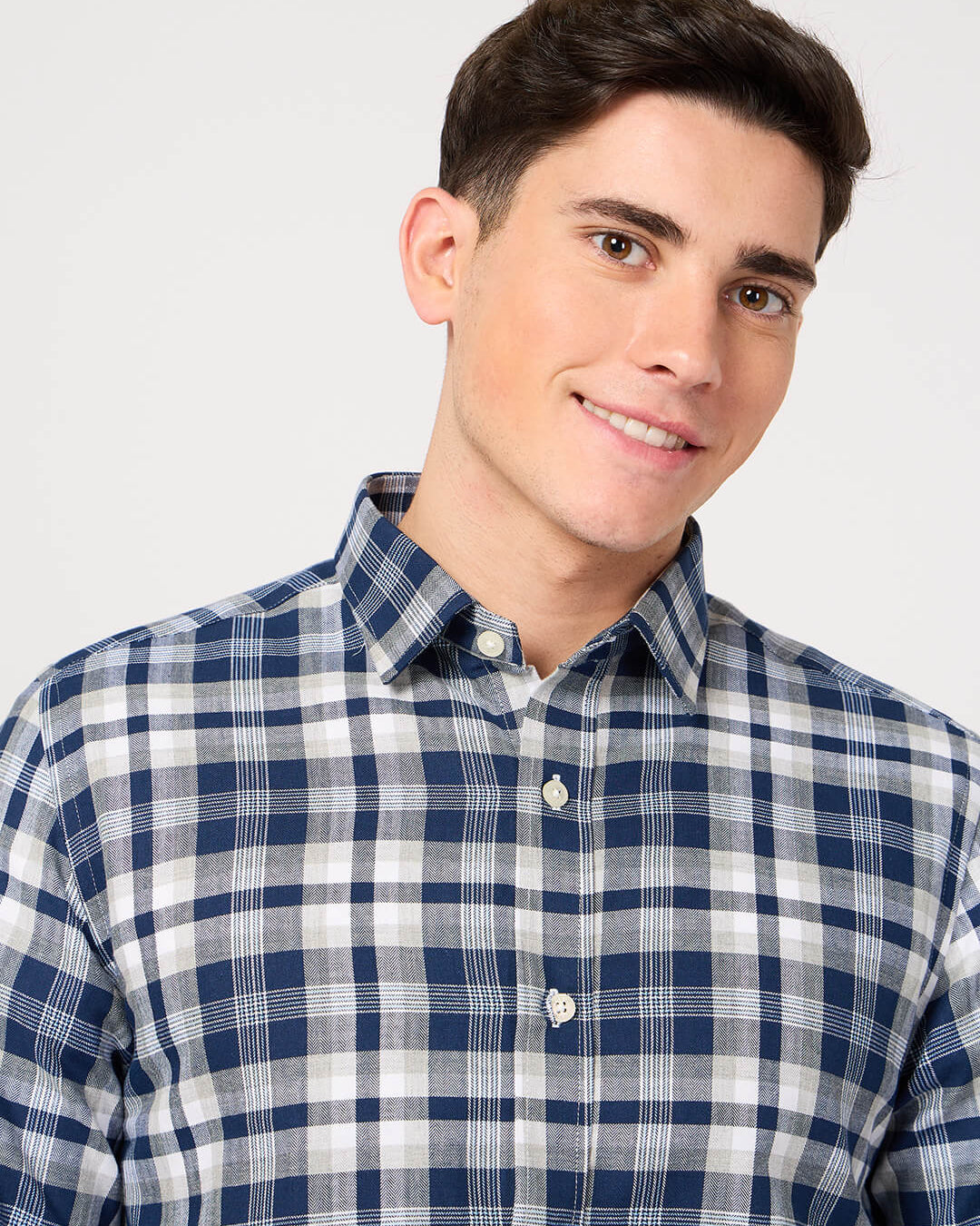 blue check check shirt for men