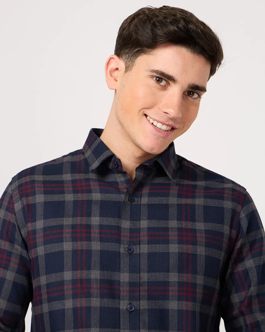 navy blue maroon checked shirt for men