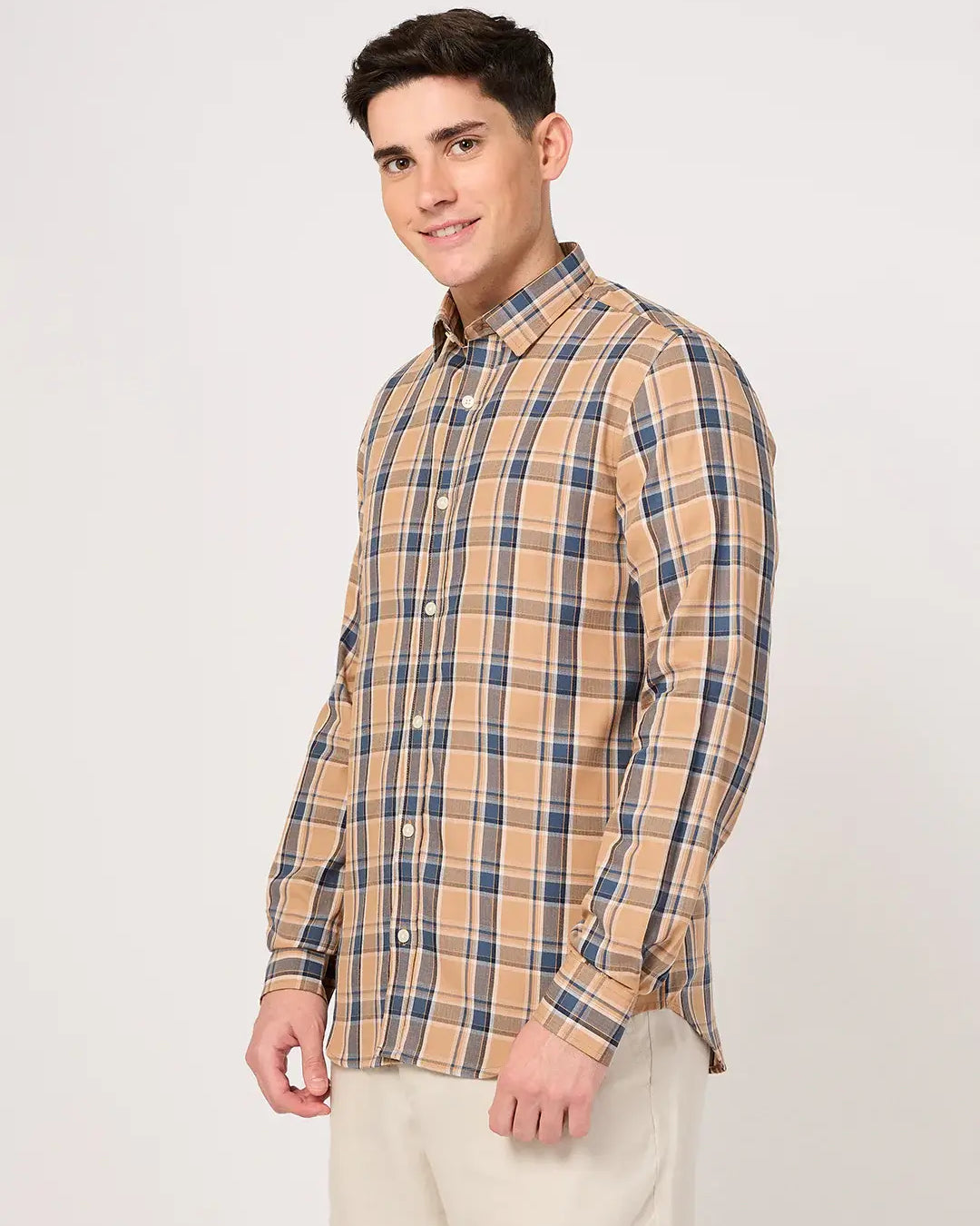 cotton orange check check shirt