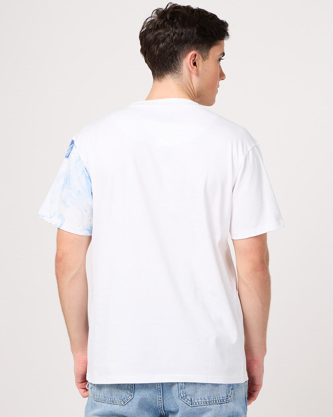 white round neck t shirt back side photo