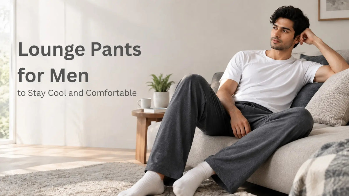 man in lounge pant, sitting on sofa comfortably