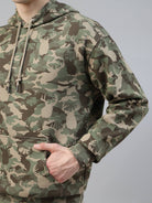 Army printed hoodie for men with two front pockets